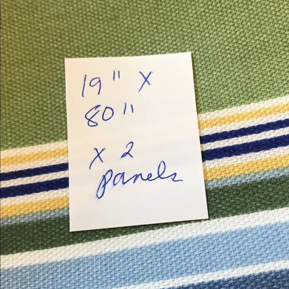 Blue & Green Striped Upholstery Fabric 19” x 80” Lot Of 2 Panels - Picture 3 of 5